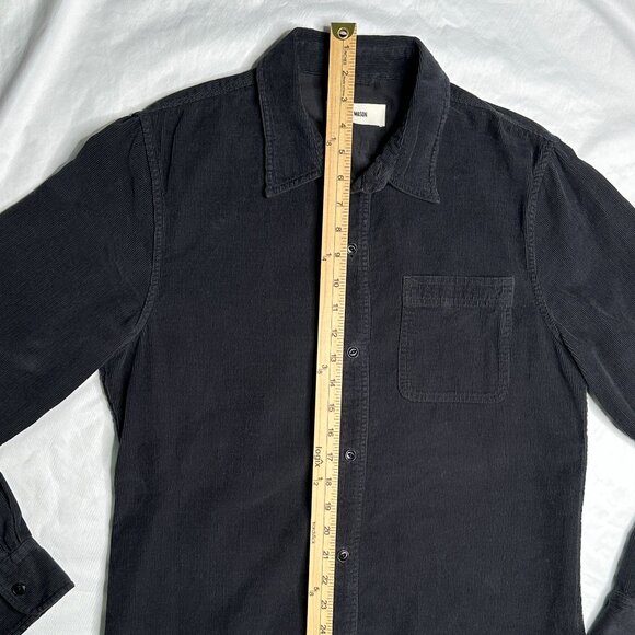 Buck Mason Corduroy Shirt Men's Medium Black Long Sleeve Front Pocket - Picture 6 of 11